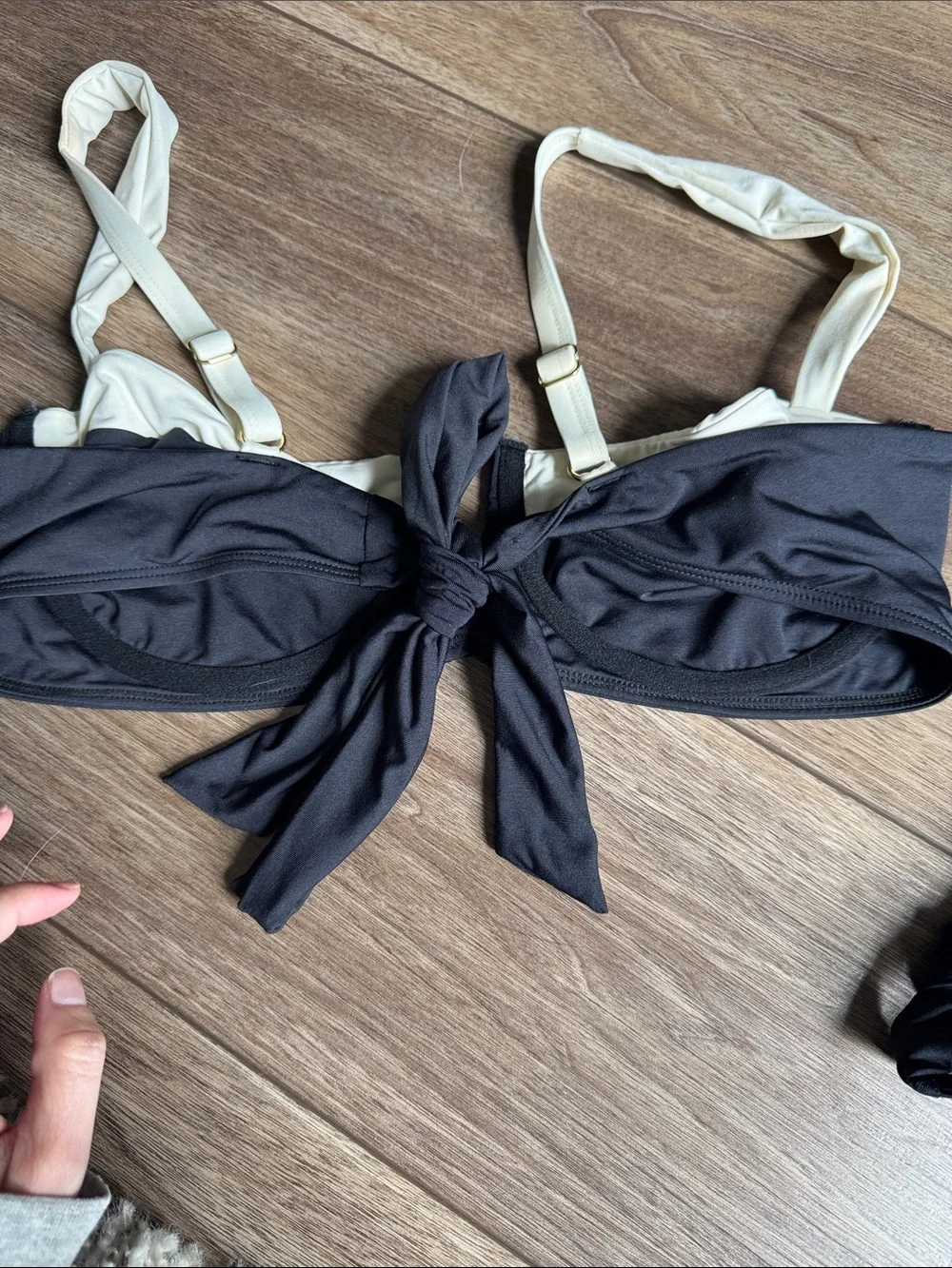 Monday Swimwear Black and Cream Two-Piece Bikini Set